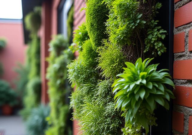 Verticaal tuinieren tegen bakstenen muren